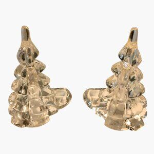 Clear Glass Christmas Tree Candle Holders Holiday Lot 2